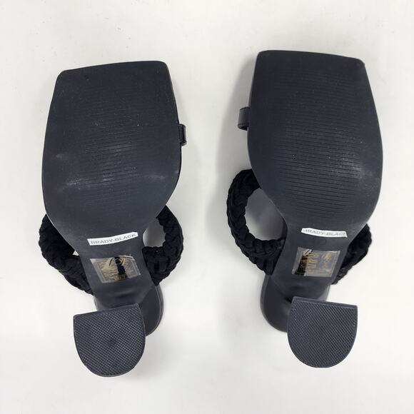 Azalea Wang Heels Women 7 Brady Black Braided Strap Square Heel Toe Post EUC - Picture 9 of 10